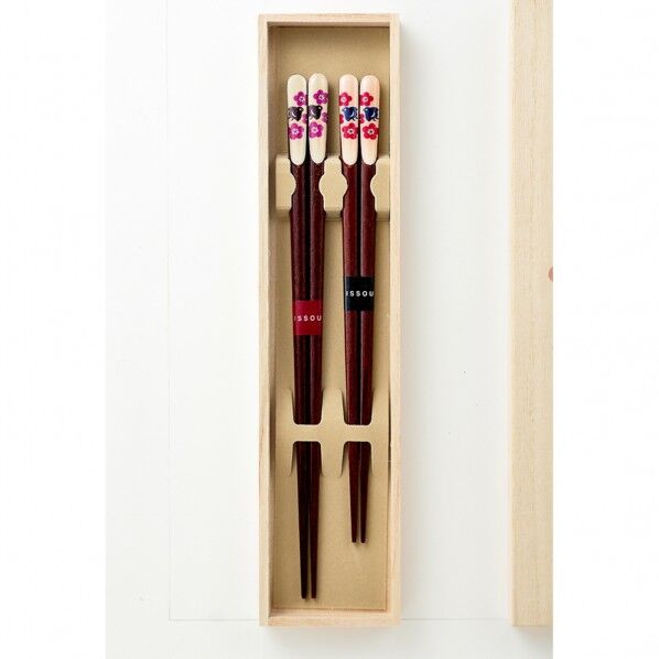 一双 吉兆桐箱夫婦箸梅と千鳥 39287 1個