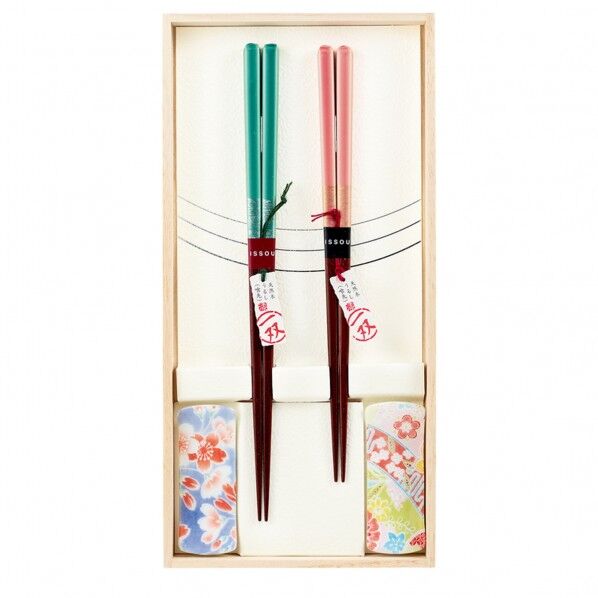 一双 桐箱箸置付夫婦箸 ほのか