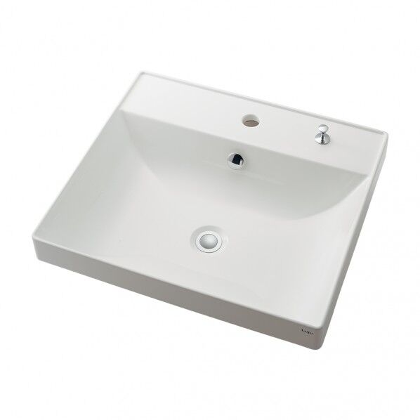 角型洗面器 1ホール・ポップアップ独立つまみタイプ 493-182H 1個