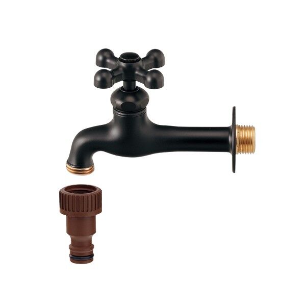 ガーデン用胴長横水栓 マットブラック 702-029-13 1個