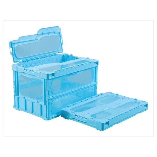 サカエオリジナル色付き透明折りたたみコンテナー CL-50TMBL 1個...