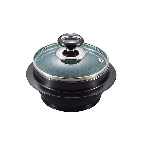 長水 遠赤 石焼釜(ガラス蓋付)アルミブラックコート枠付 3664200 18cm 61-6830-51 1点