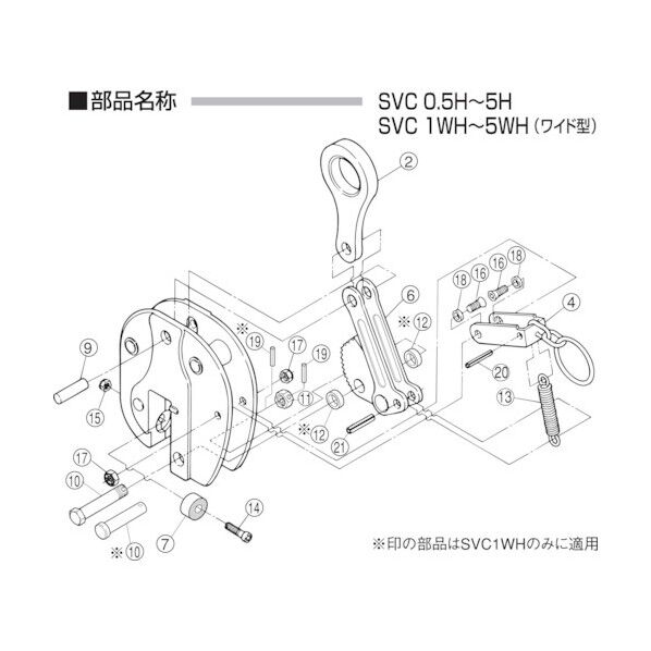  立吊クランプ(SVC-H)用カムセット SVT3H 1セット