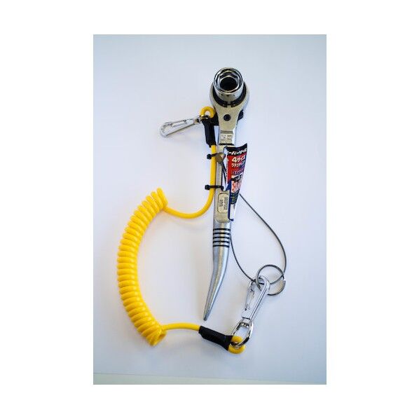 スーパーツール 安全ロープ付4サイズラチェットレンチ(ショートタイプ) イエロー SRF3RNY 1点...