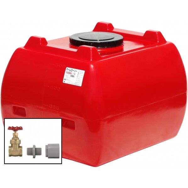 ホームローリータンク500(フタ含む)ドレンバルブセット(25A)付 レッド HLT-500(R)+VALVE-SET25A 1点