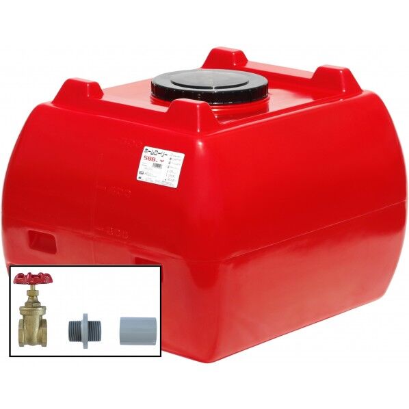 ホームローリータンク500(フタ含む)ドレンバルブセット(40A)付 レッド HLT-500(R)+VALVE-SET40A 1点