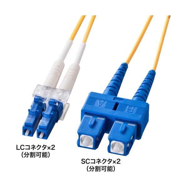 メガネ型光ファイバケーブル(シングル8.6μm、LC×2-SLC×2、20m) HKB-LCSC1-20N 1本