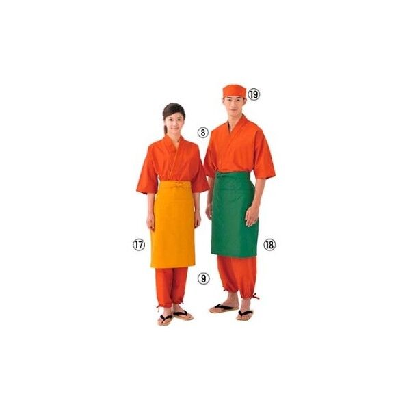 作務衣パンツ EL3379-3(男女兼用)橙 6787980 3L 61-7970-27 1点