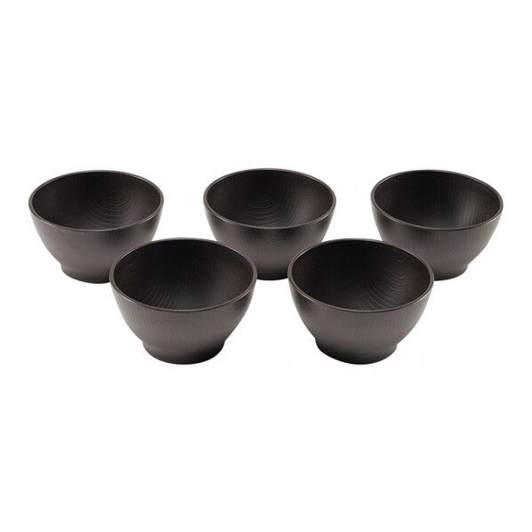 木目スープボウル 小 五客 茶色