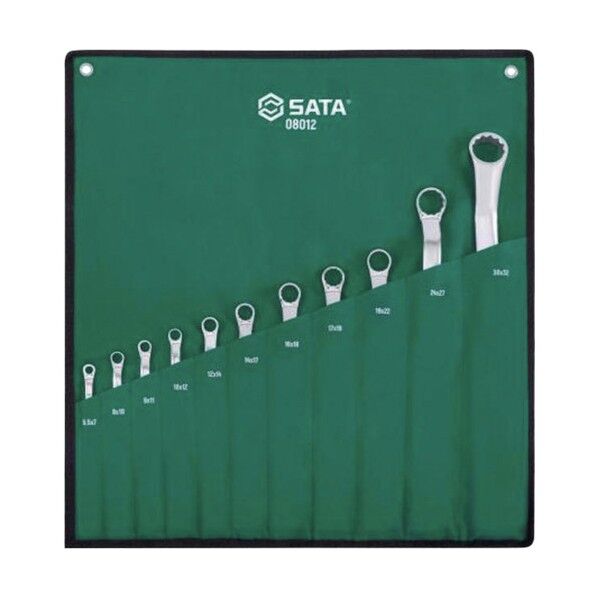 SATA 両口めがねレンチセット(11点)40° 08012 1S