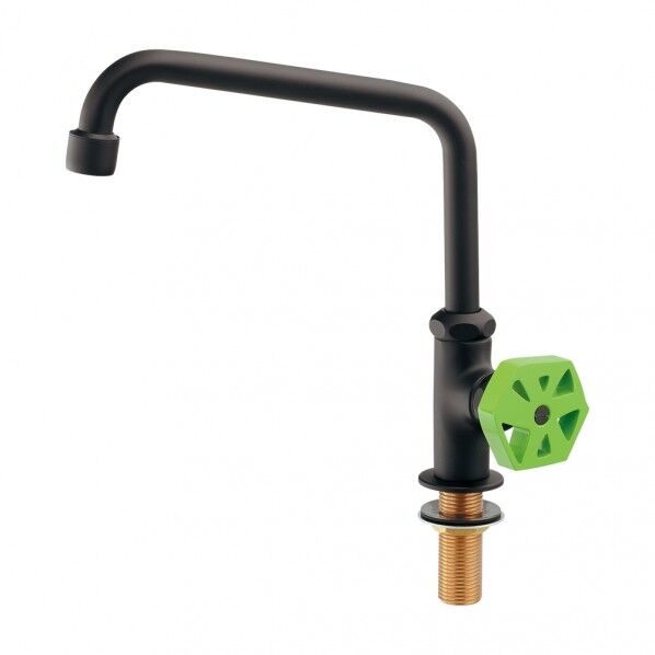 泡沫立形自在水栓 マットブラック・ライムグリーン 700-798-DG 1個