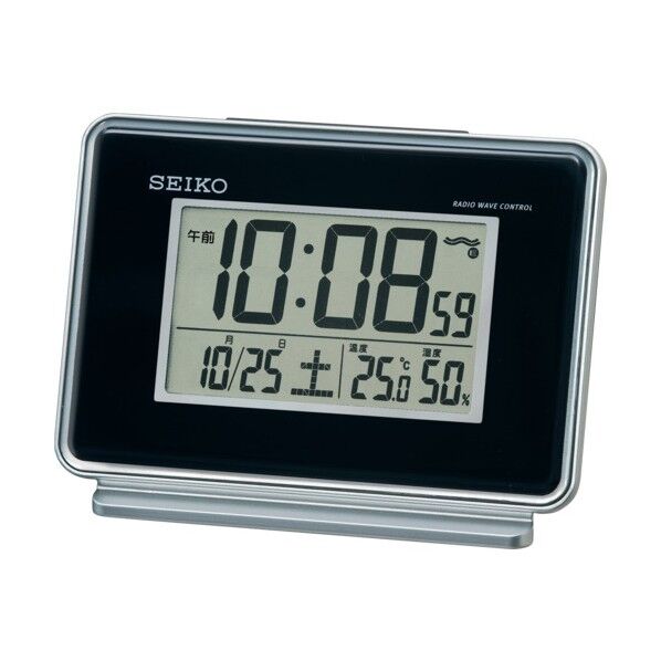 温湿度付き電波時計 黒 90×127×58mm SQ767K 1台