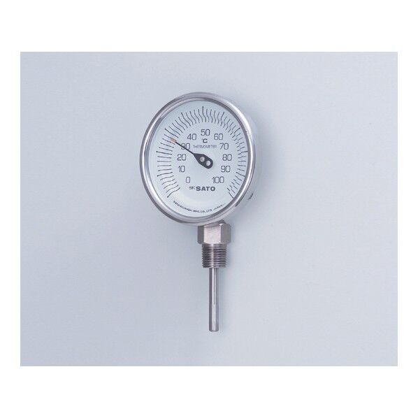 バイメタル式温度計 150mm 校正証明書付 BM-S-90S 2-1339-03-20 1点