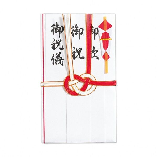 マルアイ 祝金封 赤白耳金7本結切 短冊入 105×185mm キ-126 1枚