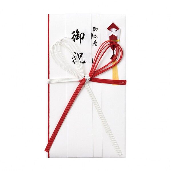 コットン金封 赤白5本花結 短冊