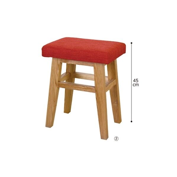 木製スツール レッド 61-347-12-2 61-7315-55 1点