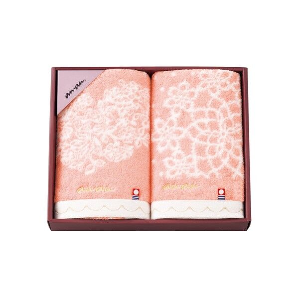 甘撚りフェイスタオル 2枚セット 6067-048 ピンク 63-1925-39 1点