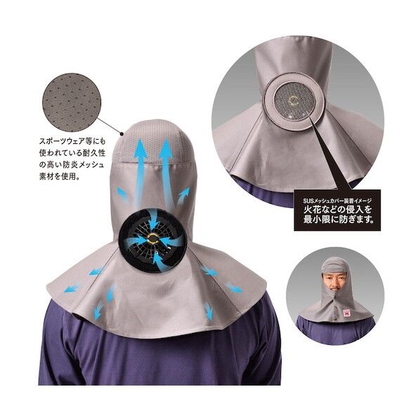 ファン付防炎溶接帽(SUSメッシュカバー付) MD1006FAN 1点