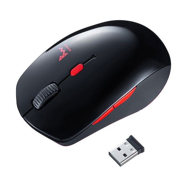 静音ワイヤレスブルーLEDコンボマウス(ブラック×レッド) MA-WBTBL193BKR 1個