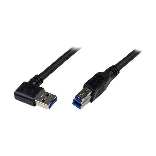 USB 3.0ケーブル/1m/L型右向Type‐A - Type-B/5Gbps/オス-オス/ブラック/タイプB USB3SAB1MRA 1本