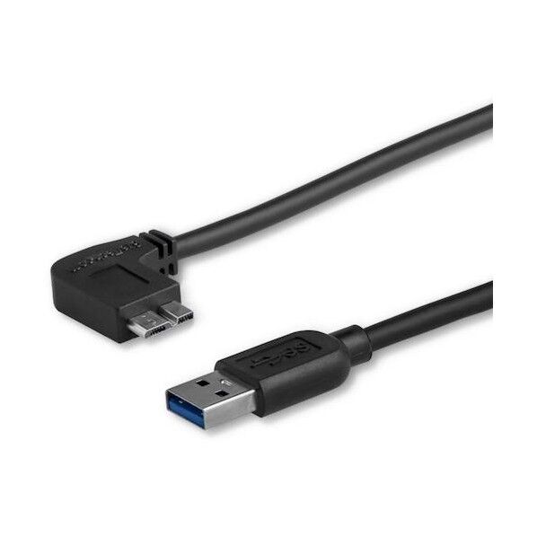 USB 3.0ケーブル/2m/Type‐A - L型左向Micro-B/5Gbps/オス-オス/ブラック/マイクロB USB3AU2MLS 1本