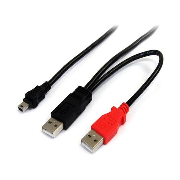 USB 2.0ケーブル/2x Type-A - Mini-B/90cm/分岐ケーブル/ブラック/Y字Wケーブル USB2HABMY3 1本...