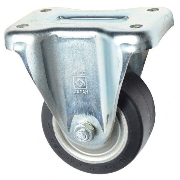 東正車輌 ゴールドキャスター 重荷重 固定キャスター 100φ ゴム車 黒 HK-100RB 1個