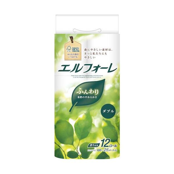 エルフォーレ トイレットティシュー12R(ダブル) ホワイト 21000603 6パック