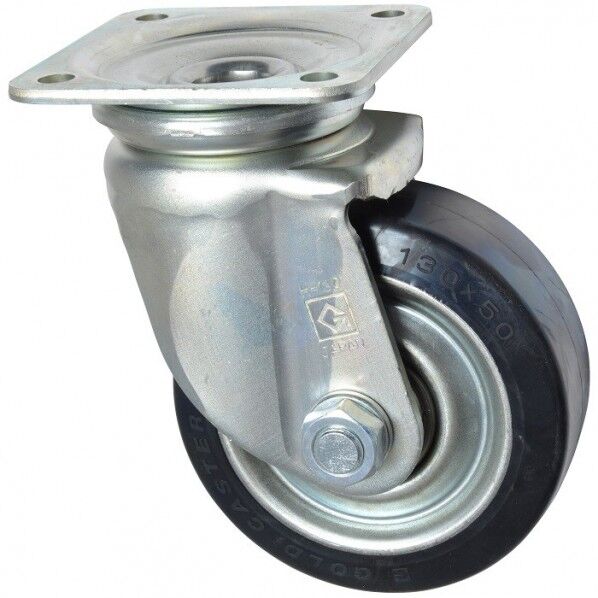 東正車輌 ゴールドキャスター 重荷重 自在キャスター 130φ ゴム車 黒 HJ-130RB 1個