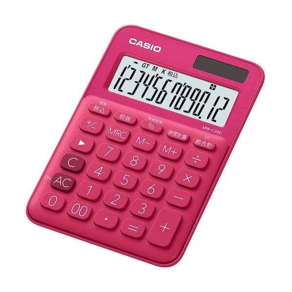 カラフルミニジャスト電卓 ビビッドピンク MW-C20C-RD-N 1個