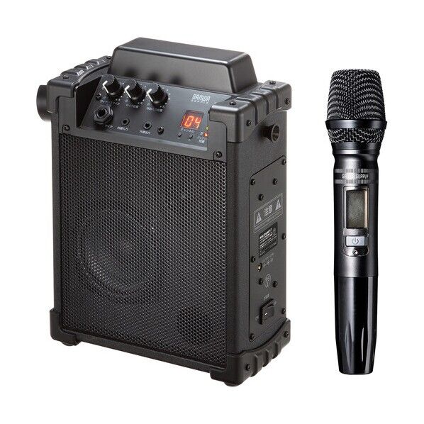  ワイヤレスマイク付き拡声器スピーカー(バッテリー内蔵・ワイヤレスマイク MM-SPAMP17 1個