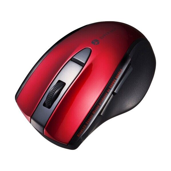  静音BluetoothブルーLEDマウス（5ボタン） レッド MA-BTBL167R 1セット