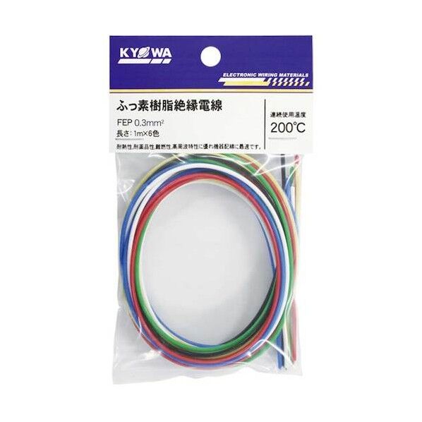 ふっ素樹脂電線 FEP  0.3SQ 1M X 6色 FEP 0.3SQ 1M X 6 1個