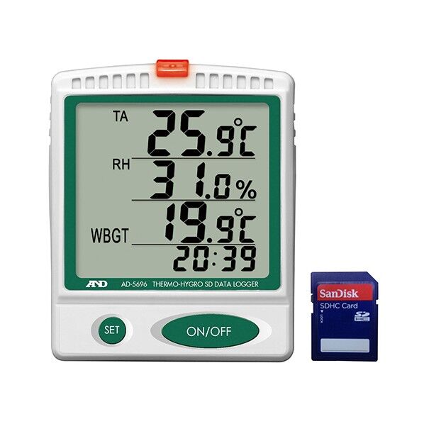 デジタル温湿度SDデータロガ 91×30×110mm 1-2400-01 1