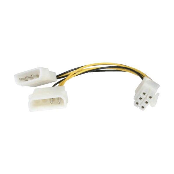 PC電源ケーブル/LP4 - PCIe電源変換/15cm/4 - 6ピン/オス-オス LP4PCIEXADAP 1本