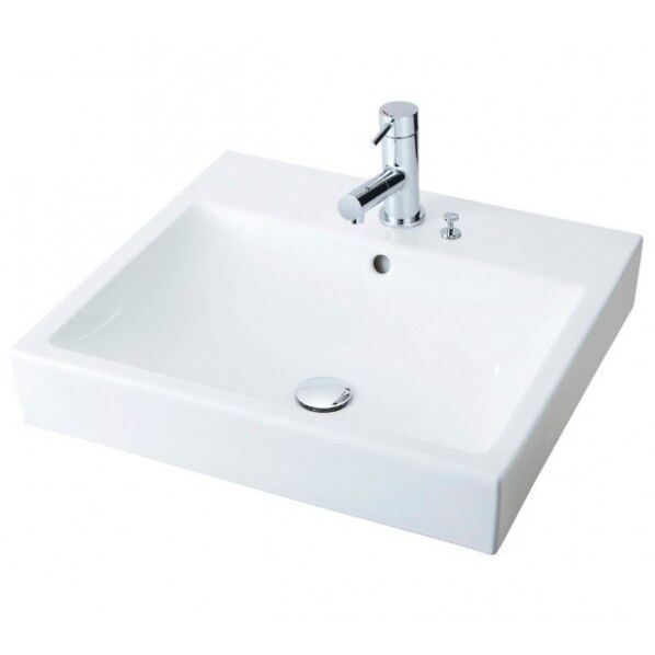 角形洗面器アクアセラミック シングルレバー混合水栓 床排水(Sトラップ) 壁給水