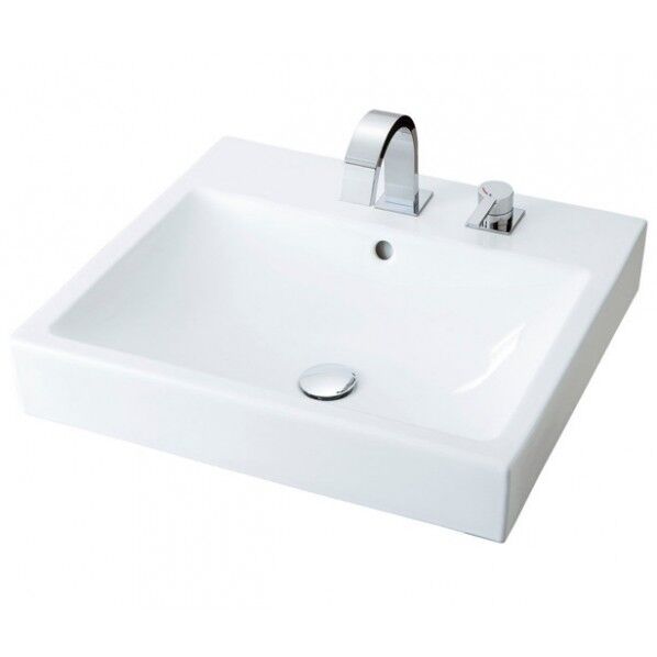 角形洗面器アクアセラミック シングルレバー混合水栓 壁排水(ボトルトラップ) 壁給水 寒冷地用