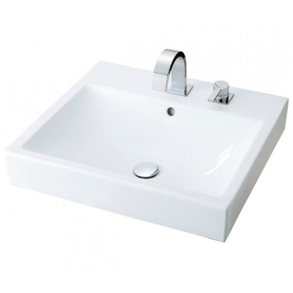 角形洗面器アクアセラミック シングルレバー混合水栓 床排水(ボトルトラップ) 壁給水