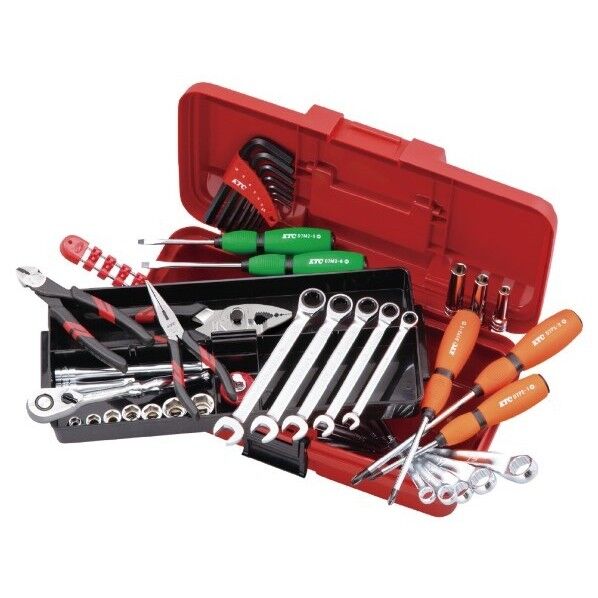 KTC 2025 SKセール 40点組 9.5sq DIY向け 片開き樹脂ケース工具セット レッド