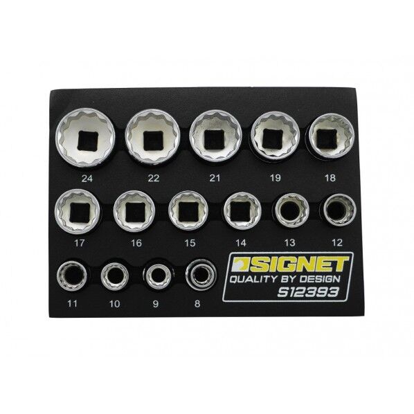 3/8DR ミラー仕上げソケットセット DESIGNトレー 15点 12角