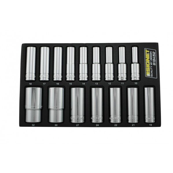 1/2DR ミラー仕上げ ディープソケットセット DESIGNトレー 16PC