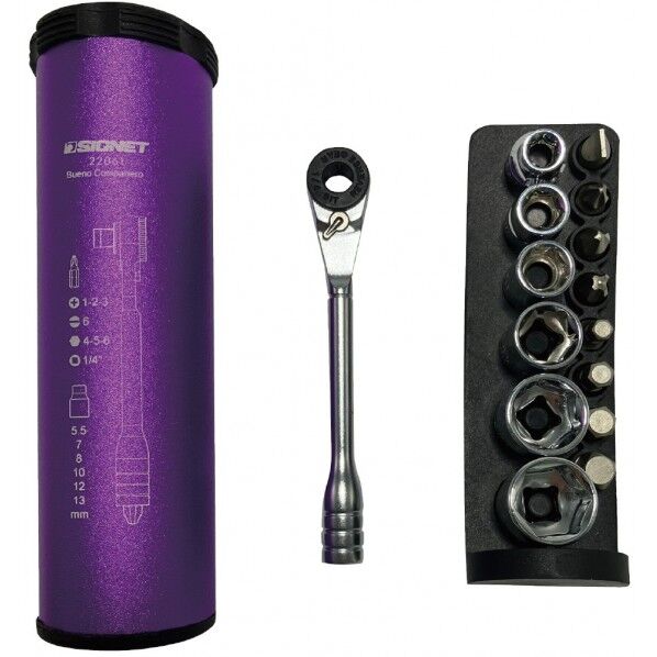 ミニラチェマルチソケット&ビットセット 15点 パープル