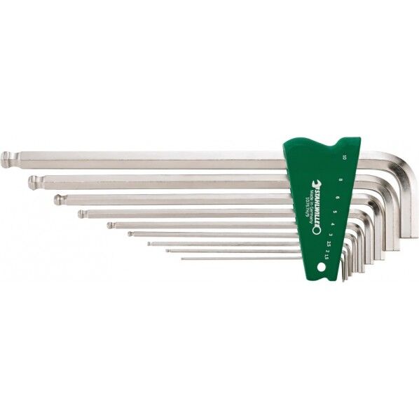 9本組 ロング ボールポイント L形六角棒レンチセット ホルダー付