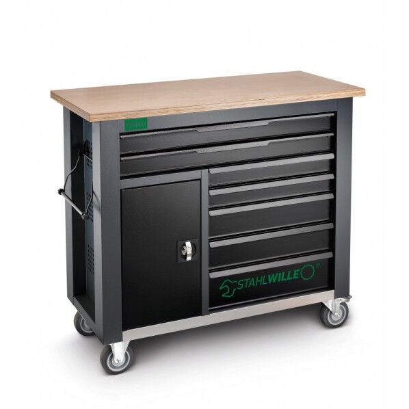 7段ワークベンチ L1150×W500×H1045 木製天板 ウッドトップ 耐荷重750kg