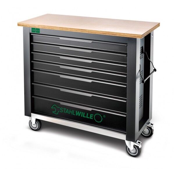 7段ワークベンチ ロールペーパーホルダー付き 木製天板 ウッドトップ 耐荷重750kg