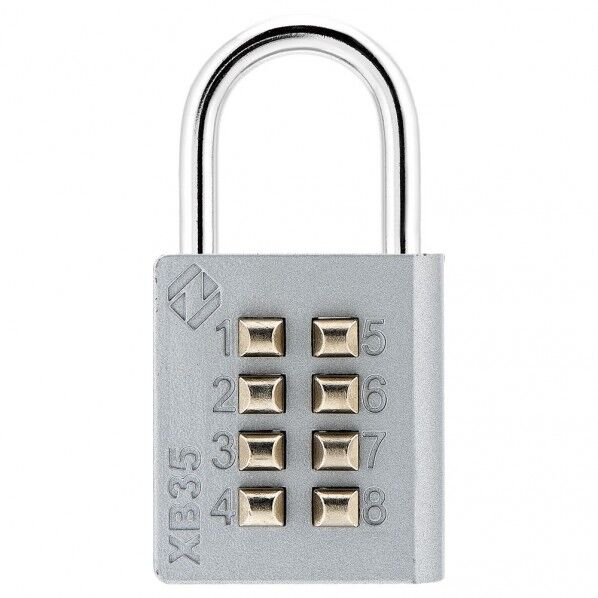 ボタン南京錠 35 X 11 X 68mm グレー ブリスターパック入