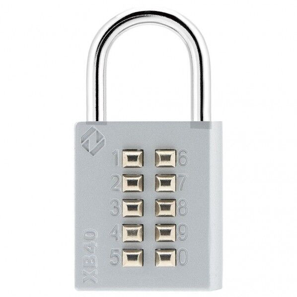 ボタン南京錠 40 X 11 X 80mm グレー ブリスターパック入