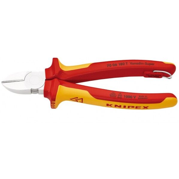 クニペックス T 絶縁斜ニッパー 落下防止 1000V 全長180mm 7006-180T 1丁...