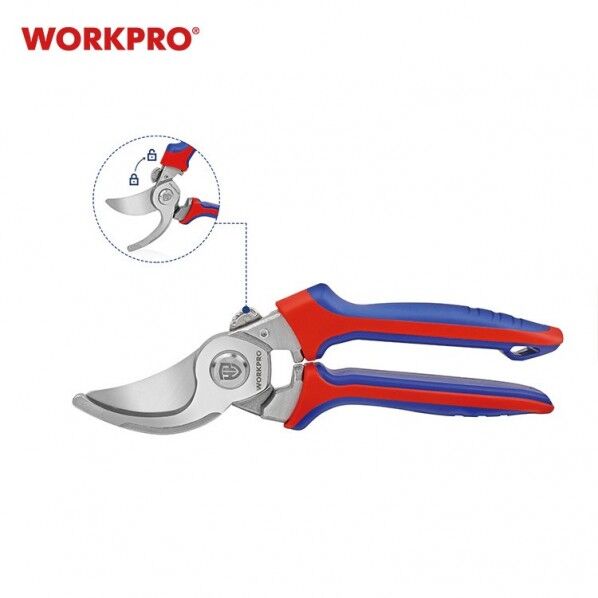 WORKPRO ワークプロ 乾燥した植物を剪定に最適 アンビルブレードデザイン 剪定鋏 全長220mm 青・赤 WP332013 1丁...