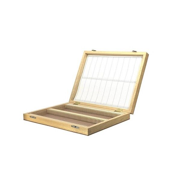 プレパラートボックス(木製)CASE［W-100］100枚用 255×200×38mm 2-165-01 1